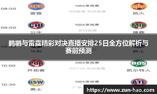鹈鹕与雷霆精彩对决直播安排25日全方位解析与赛前预测